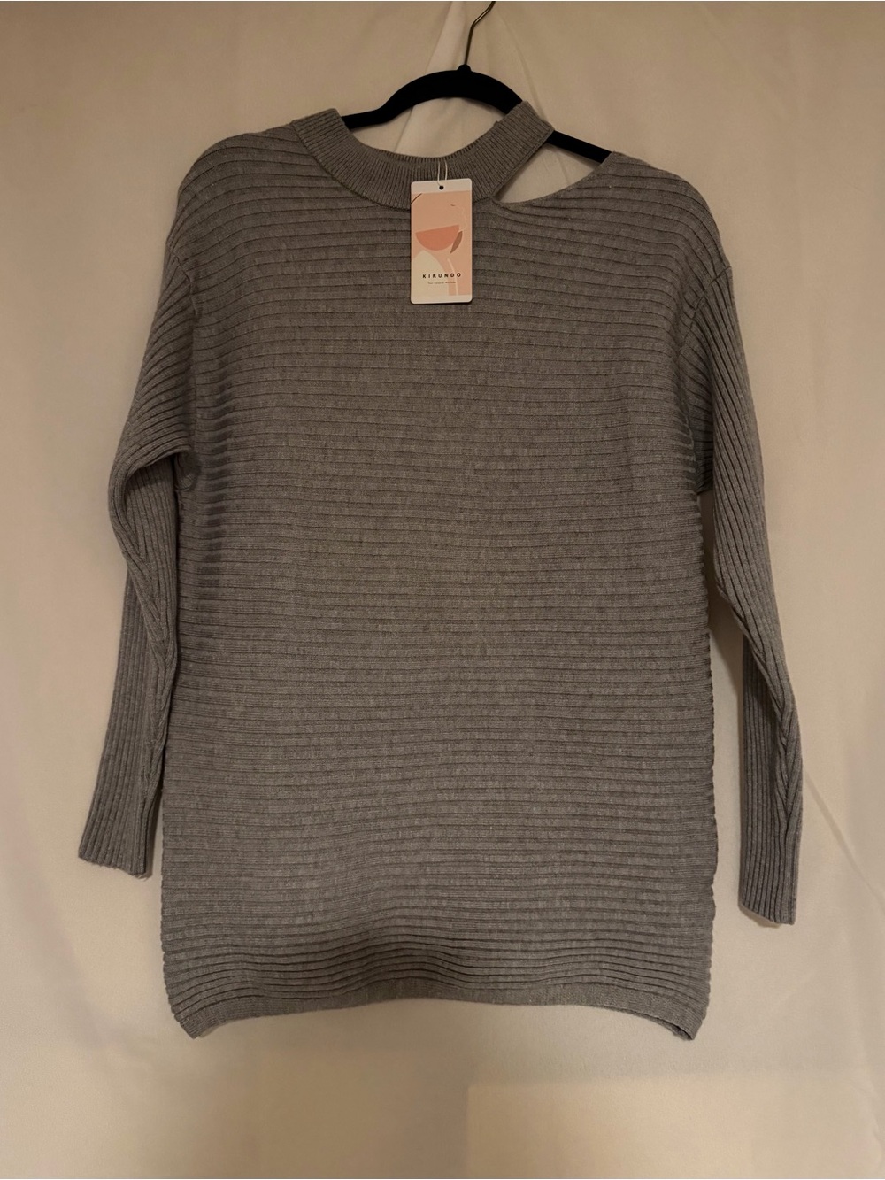 KIRUNDO Gray Ribbed Long-Sleeve Sweater